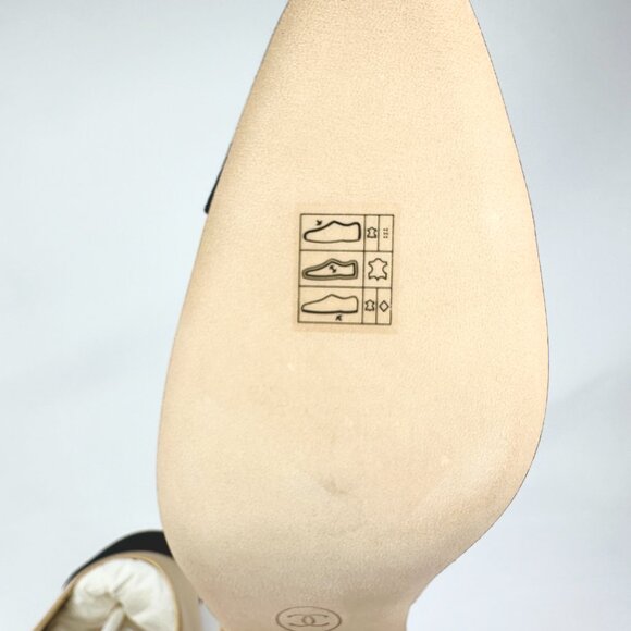 CHANEL SLINGBACK CAP TOE HEELS BEIGE - Picture 8 of 12